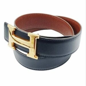 Hermes Black and Brown Belt Bag with Gold Buckle